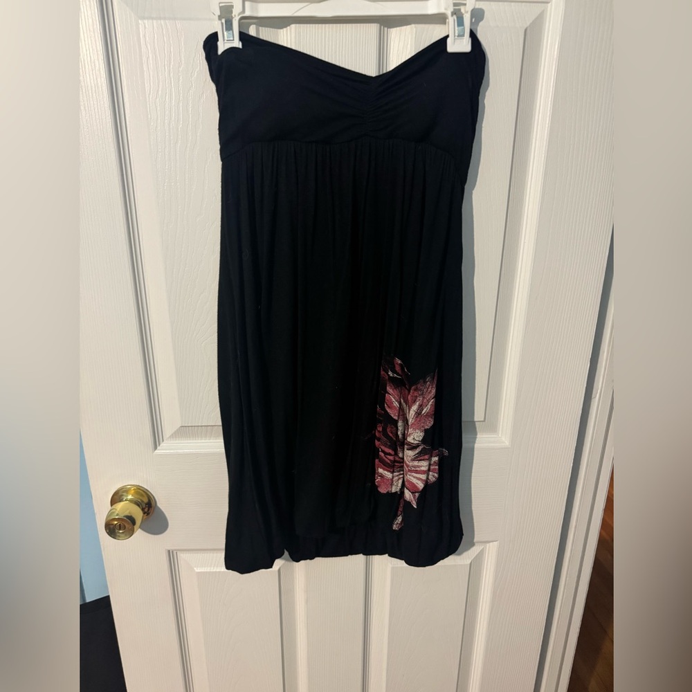 Black Dress with Pink Floral Design